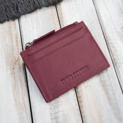 Etui na karty z kieszonką na suwak ochrona RFID eleganckie czerwone Paolo Peruzzi AY-17-RD