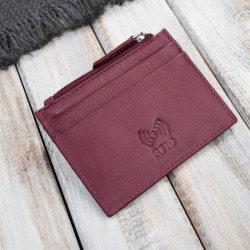 Etui na karty z kieszonką na suwak ochrona RFID eleganckie czerwone Paolo Peruzzi AY-17-RD