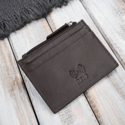 Etui na karty ze skóry naturalnej z kieszonką na suwak RFID brązowe Paolo Peruzzi AY-17-BR