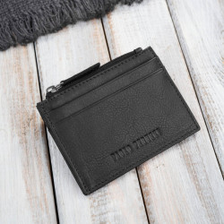Skórzane etui na karty z kieszonką na suwak RFID czarne Paolo Peruzzi AY-17-BL