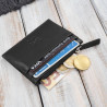 Skórzane etui na karty z kieszonką na suwak RFID czarne Paolo Peruzzi AY-17-BL