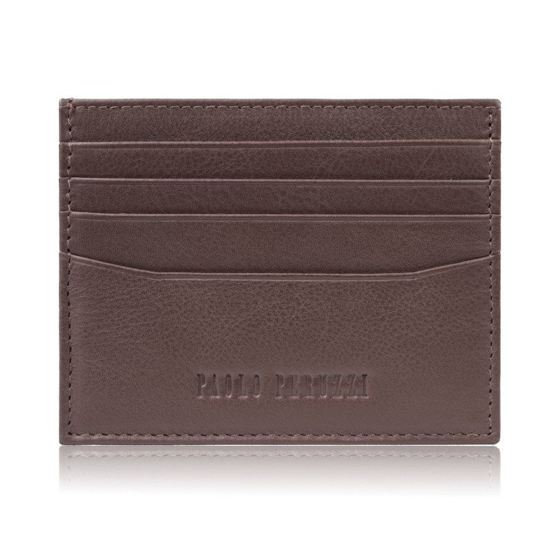 Etui na karty kredytowe praktyczne etui ze skóry naturalnej RFID koniakowe Paolo Peruzzi AY-16-CG
