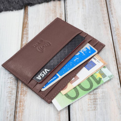 Etui na karty kredytowe praktyczne etui ze skóry naturalnej RFID koniakowe Paolo Peruzzi AY-16-CG