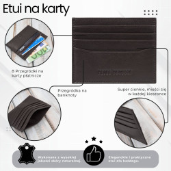 Skórzane etui na karty kredytowe z RFID klasyczne brązowe z wycięciem Paolo Peruzzi AY-16-BR