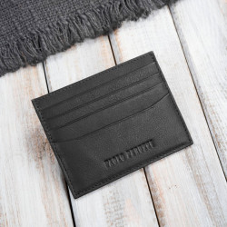 Etui na karty kredytowe skórzane praktyczne etui RFID czarne z wycięciem Paolo Peruzzi AY-16-BL
