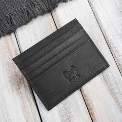 Etui na karty kredytowe skórzane praktyczne etui RFID czarne z wycięciem Paolo Peruzzi AY-16-BL