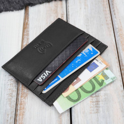 Etui na karty kredytowe skórzane praktyczne etui RFID czarne z wycięciem Paolo Peruzzi AY-16-BL