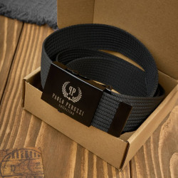 Pasek do spodni męski 115 cm pasek parciany do jeansów czarny Paolo Peruzzi PW-30-115