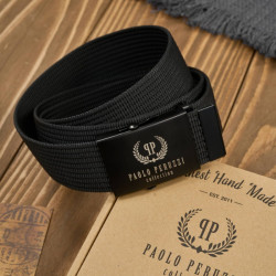 Pasek do spodni męski 125 cm pasek męski parciany czarny Paolo Peruzzi PW-30-125
