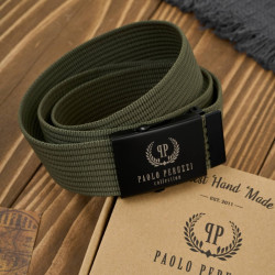 Pasek męski 105 cm pasek męski parciany ciemnozielony Paolo Peruzzi PW-29-105
