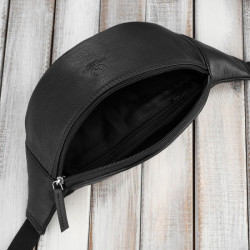 Saszetka nerka męska na pas czarna Paolo Peruzzi T-89-BL