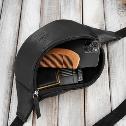 Saszetka nerka męska na pas czarna Paolo Peruzzi T-89-BL