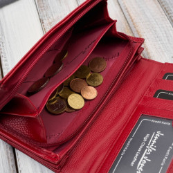 Skórzany czerwony lakierowany portfel damski SP-16-RD