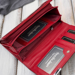 Skórzany czerwony lakierowany portfel damski SP-16-RD