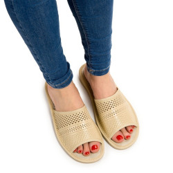 Kapcie damskie R.37 wygodne beżowe z ażurowym wzorem KD-07-BG-37