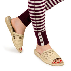 Kapcie damskie R.37 wygodne beżowe z ażurowym wzorem KD-07-BG-37