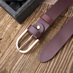 Pasek damski skórzany brązowy 120 cm ze złotą klamrą Paolo Peruzzi PG-01-BRZ-120