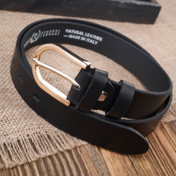 Pasek damski skórzany czarny 100 cm ze złotą klamrą Paolo Peruzzi PG-01-BLZ-100