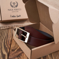 Pasek damski skórzany brązowy 110 cm ze złotą klamrą Paolo Peruzzi PG-02-BRZ-110