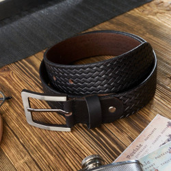 Czarny pasek męski skórzany vintage 90 cm Paolo Peruzzi 03Z0190