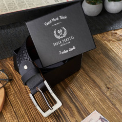 Czarny pasek męski skórzany vintage 110 cm Paolo Peruzzi 03Z01110