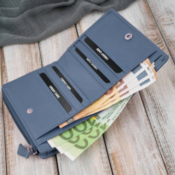 Portfel damski skórzany mały błękitny w orientacji poziomej z RFID Paolo Peruzzi SL-06-CB