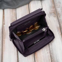 Portfel damski skórzany mały fioletowy w orientacji poziomej z RFID Paolo Peruzzi SL-06-VI