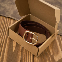 Pasek damski skórzany 110 cm do spodni brązowy licowy ze złotą klamrą PG-15-TBZ-110