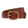 Pasek damski skórzany 100 cm do spodni brązowy licowy ze złotą klamrą PG-15-TCZ-100