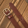 Pasek damski skórzany 90 cm do spodni brązowy licowy ze złotą klamrą PG-15-TBZ-90