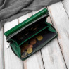 Portfel damski skórzany lakierowany z tłoczeniem croco zielony SP-24-CGRN
