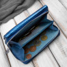 Portfel damski skórzany lakierowany z tłoczeniem croco niebieski SP-24-CDB