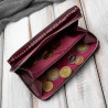 Portfel damski skórzany lakierowany z tłoczeniem croco burgundowy SP-24-CBGD