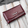 Portfel damski skórzany lakierowany z tłoczeniem croco burgundowy SP-24-CBGD