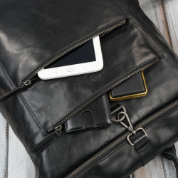 Plecak skórzany vintage roll top na laptopa miejski czarny Paolo Peruzzi SL-02-BL