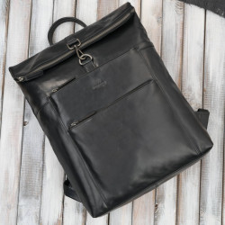 Plecak skórzany vintage roll top na laptopa miejski czarny Paolo Peruzzi SL-02-BL