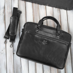 Torba męska na ramię do ręki skórzana na laptopa dokumenty A4 czarna pojemna Paolo Peruzzi SL-08-BL