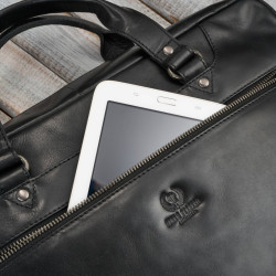Torba męska na ramię do ręki skórzana na laptopa dokumenty A4 czarna pojemna Paolo Peruzzi SL-08-BL