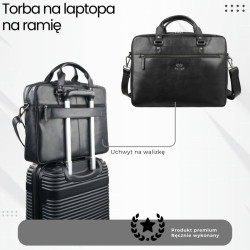 Torba męska na ramię do ręki skórzana na laptopa dokumenty A4 czarna pojemna Paolo Peruzzi SL-08-BL