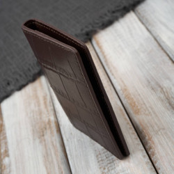 Etui na karty brązowe skórzane z tłoczeniem croco eleganckie RFID Paolo Peruzzi KV-05-CBR