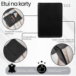 Etui na karty czarne skórzane eleganckie RFID Paolo Peruzzi KV-05-BL