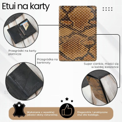 Etui na karty skóra naturalna z wężowym printem eleganckie RFID Paolo Peruzzi KV-05-PT