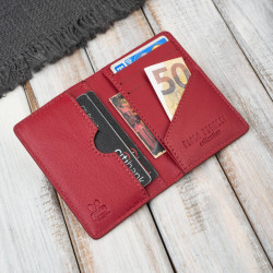 Etui na karty czerwone skórzane eleganckie RFID Paolo Peruzzi KV-05-RD