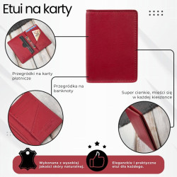 Etui na karty czerwone skórzane eleganckie RFID Paolo Peruzzi KV-05-RD
