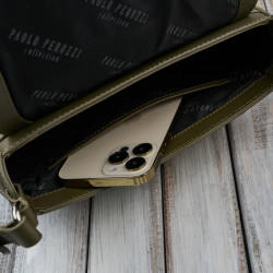 Torebka damska skórzana listonoszka ze skóry licowej modna oliwkowa Paolo Peruzzi KV-06-GR