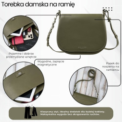 Torebka damska skórzana listonoszka ze skóry licowej modna oliwkowa Paolo Peruzzi KV-06-GR