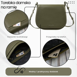 Torebka damska skórzana listonoszka ze skóry licowej modna oliwkowa Paolo Peruzzi KV-06-GR