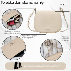 Torebka damska skórzana listonoszka ze skóry licowej modna beżowa Paolo Peruzzi KV-06-BG