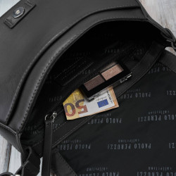 Torebka damska skórzana listonoszka ze skóry licowej modna czarna Paolo Peruzzi KV-06-BL