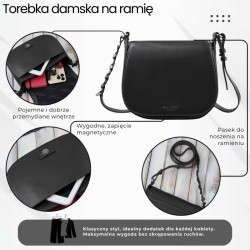 Torebka damska skórzana listonoszka ze skóry licowej modna czarna Paolo Peruzzi KV-06-BL